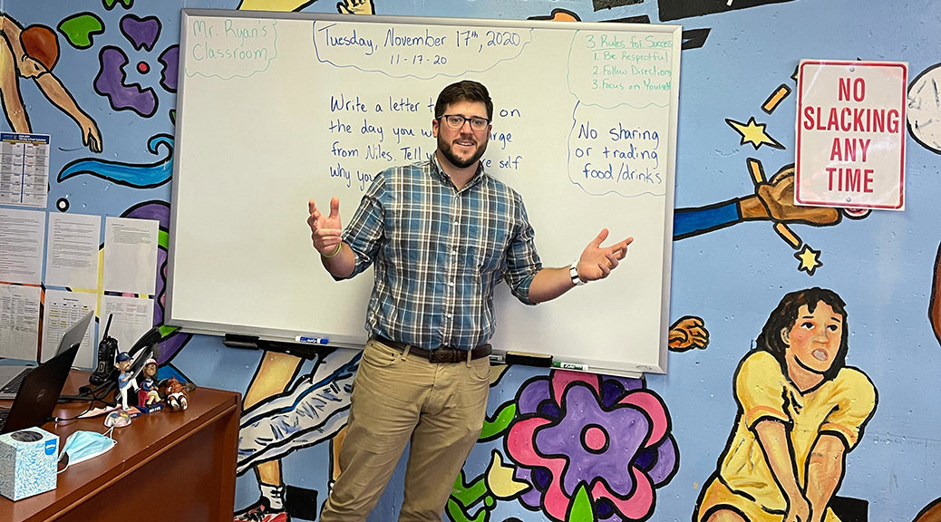 KVC Niles teacher Ryan Ratlaff in his classroom in Kansas City, Missouri - KVC Missouri