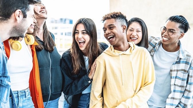 Group of teens laughing