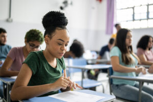 Student taking a test