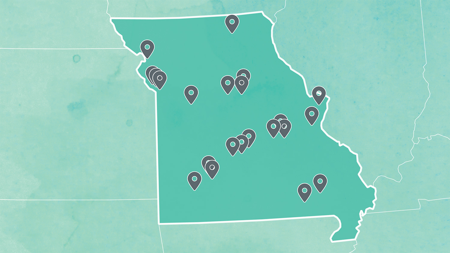 Static map of all KVC Missouri locations with location markers