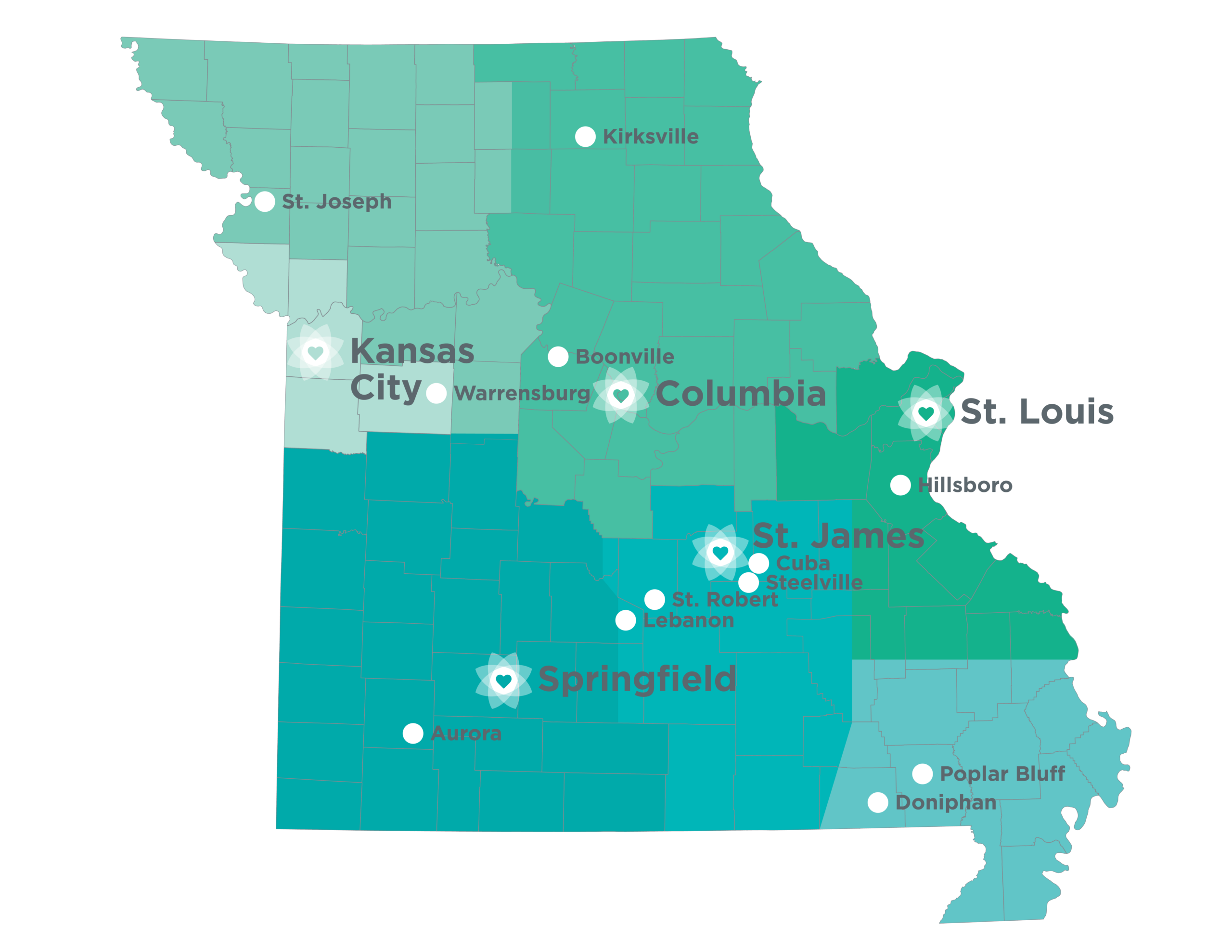 KVC Missouri Locations Map