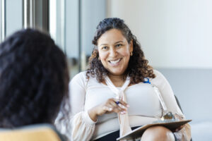 Social worker offering support and guidance