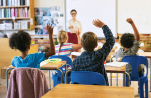 Students engaged in a classroom.