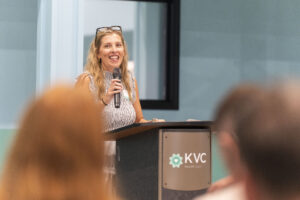 Lindsey Stephenson, KVC Missouri President, at the KVC Academy Lee's Summit Grand Opening Ribbon Cutting