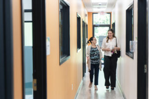 Guests walking through a hallway at the new Lee's Summit campus